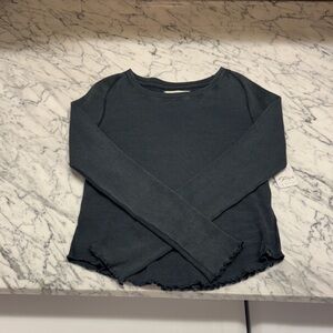 We The Free Waffle-Knit Top in Charcoal Black